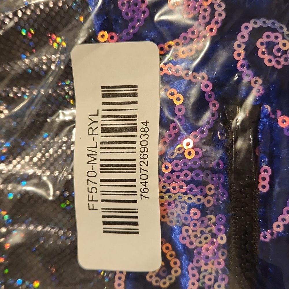 J Valentine Sequin Velvet Jogger Royal Prism FF570 - Picture 4 of 4